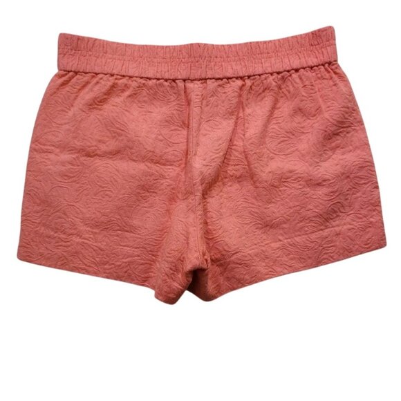 J. Crew Womens Shorts 00 Textured Coral Cotton Elastic Waist Pockets - Picture 2 of 7